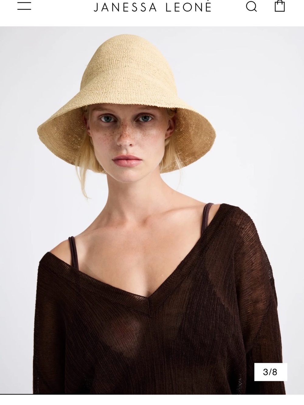 Janessa Leone Women's Straw Bucket Hat in Natural
